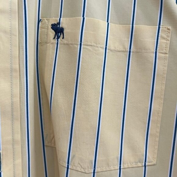 Abercrombie & Fitch Button Down Muscle Shirt Long Sleeve Yellow stripe, Size XXL - Picture 3 of 8